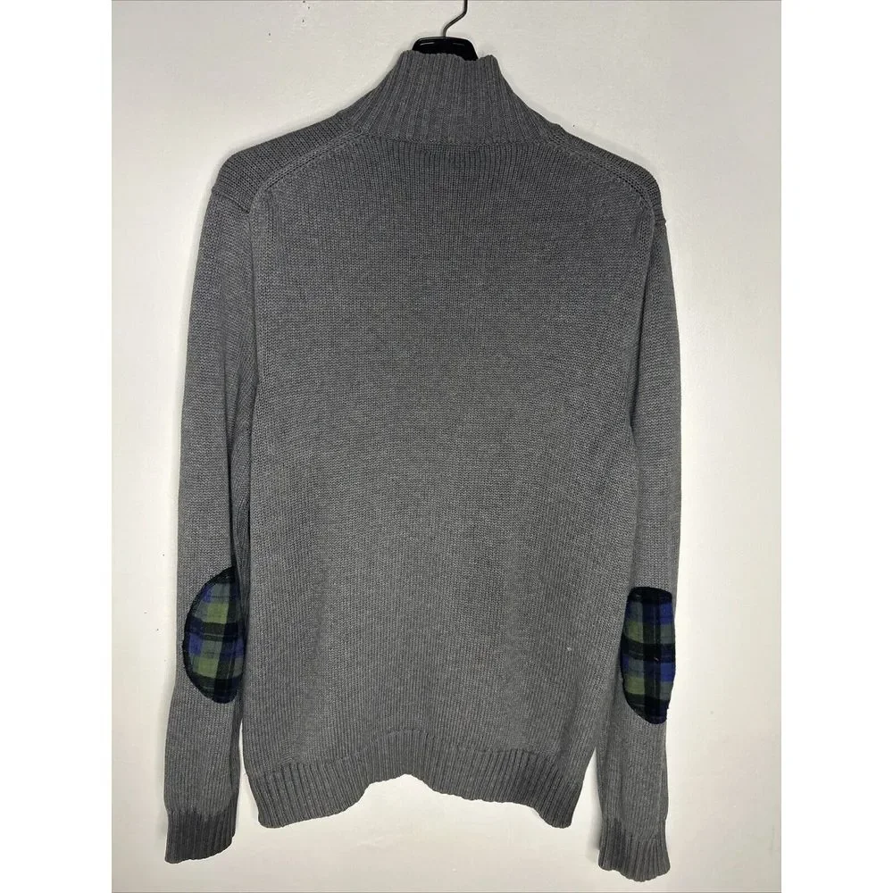 J.Crew Classic Grey Cotton Quarter-Zip Sweater Ribbed Knit Pullover‎
